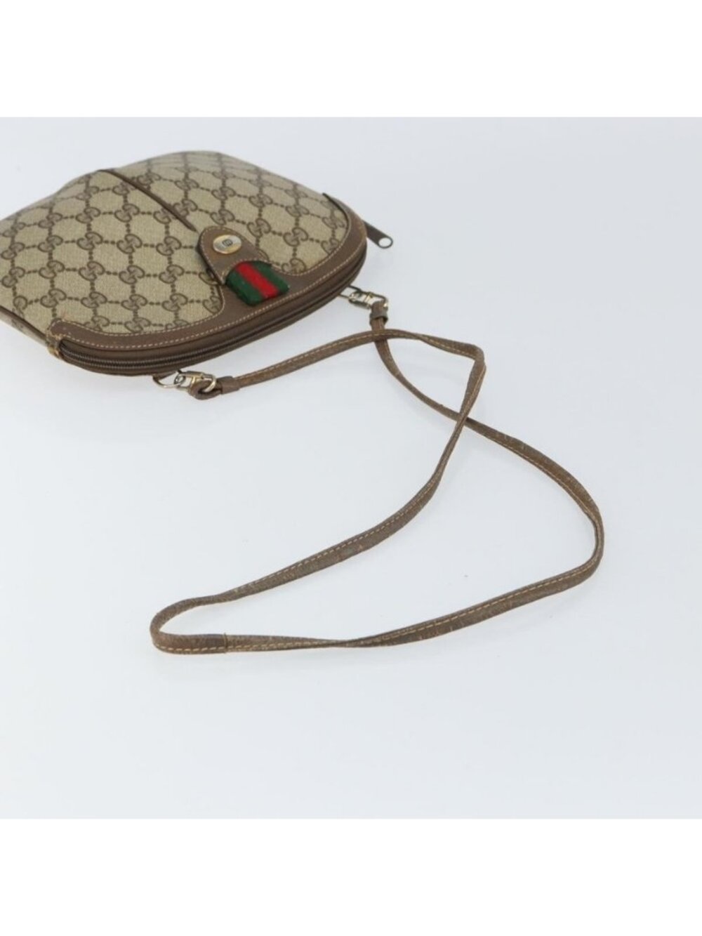 Authentic GUCCI GG Supreme Web Sherry Line Bag PVC Beige Gold 004 02 047 - Picture 14 of 16